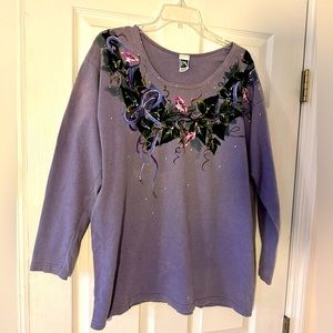 Vintage floral long sleeve purple shirt. PA Company. Size: Large